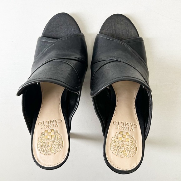 Vince Camuto Kazzia Black Leather Heeled Mules Open Toe Stilleto Size 8 UNWORN - Picture 8 of 16